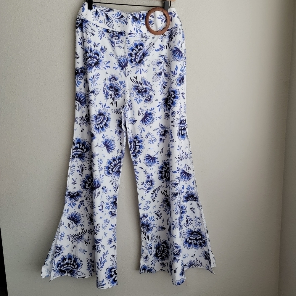 Alexandra Miro Claudia Belted Flare Pants Size L Nwt